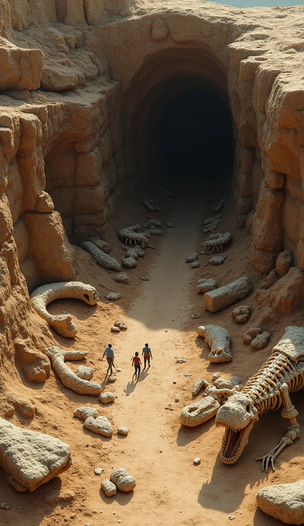 gernate a picture of dianasours tales and bones that is founded uder the earth