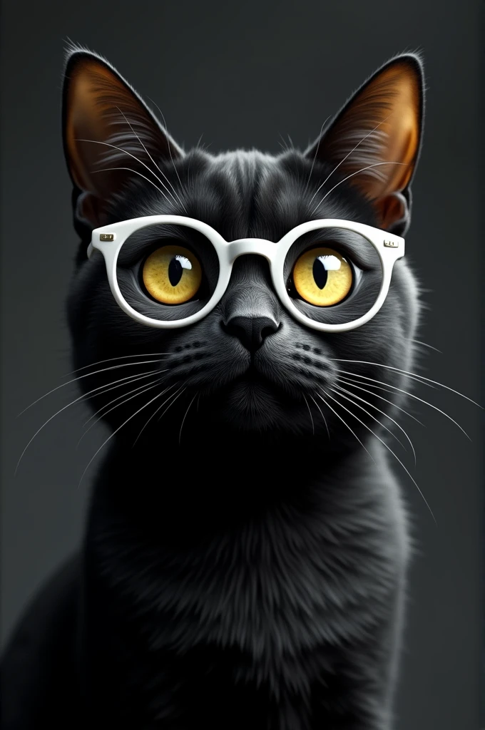 Black cat with white glasses