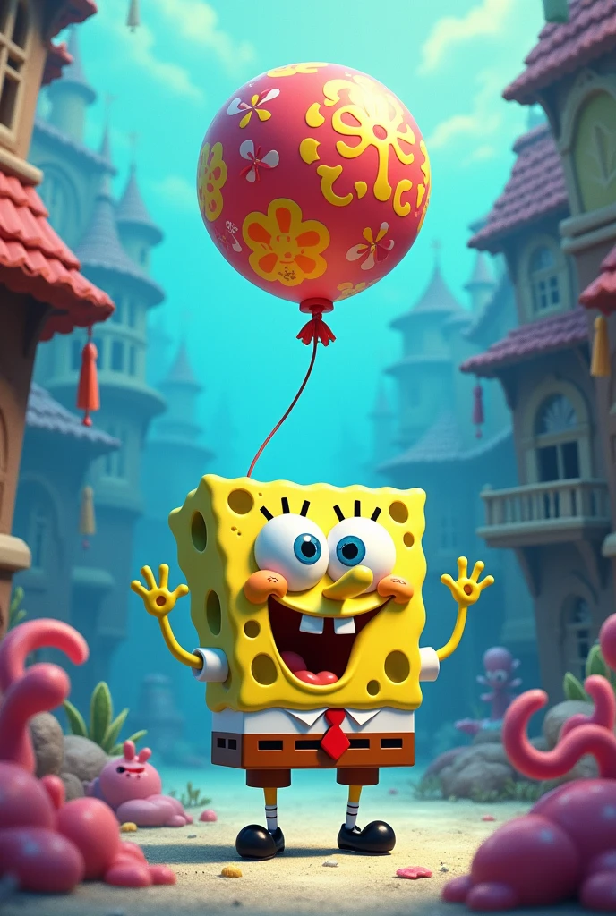 Spongebob Squarepants pegang Balon 