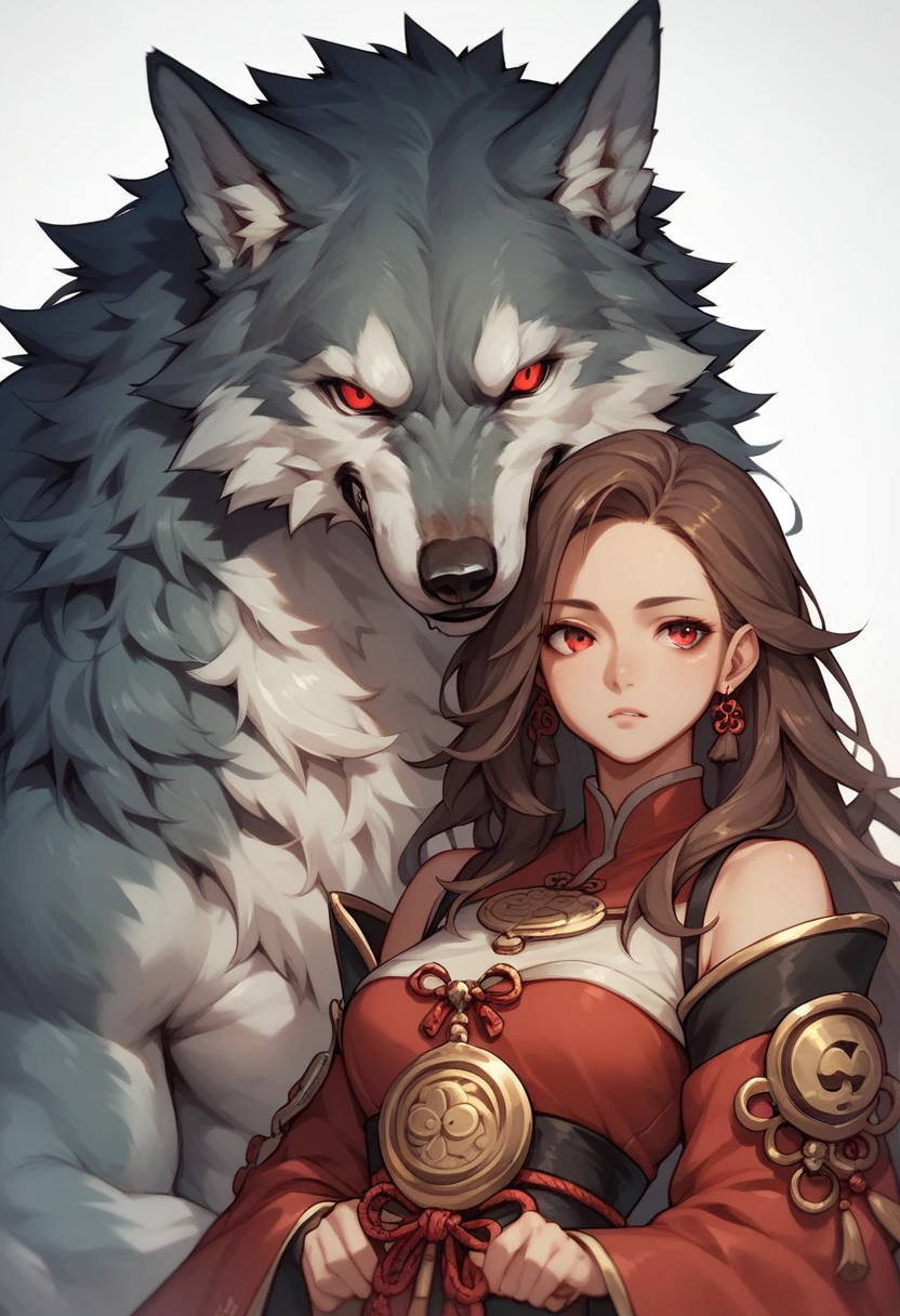 Brown Hair,Long Hair,Red eyes, Wolf Girl,Wolf Year,Wolf&#39;s Tail、Small Mouth、Huge breasts、Long chest、Saggy breasts、nude、blush、On the bed、huge erect penis、Sex,Normal location、Grab the waist、Ohogao, Watery eye, Half-closed eyes, trembling, Roll your eyes、Sex, male, penis,  Bedroom, orgasm, Sweat, X-ray, stomach, Uterus、{{zygote}}, {{graft}},Eggs, sperm