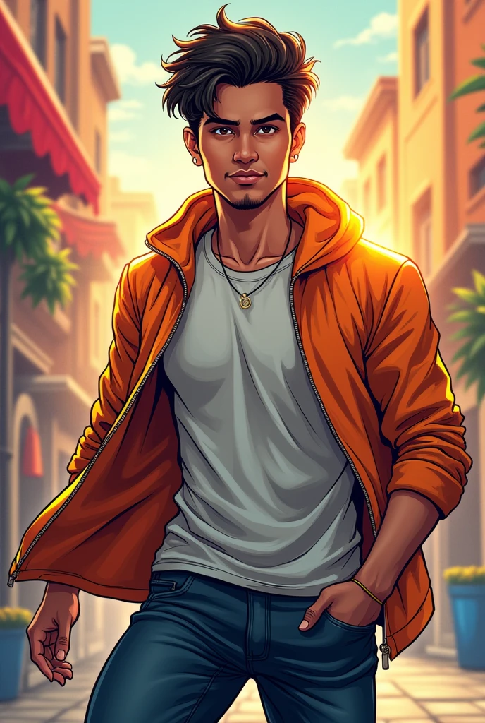 Indian character boy of 19 years sexy and look comic sketch