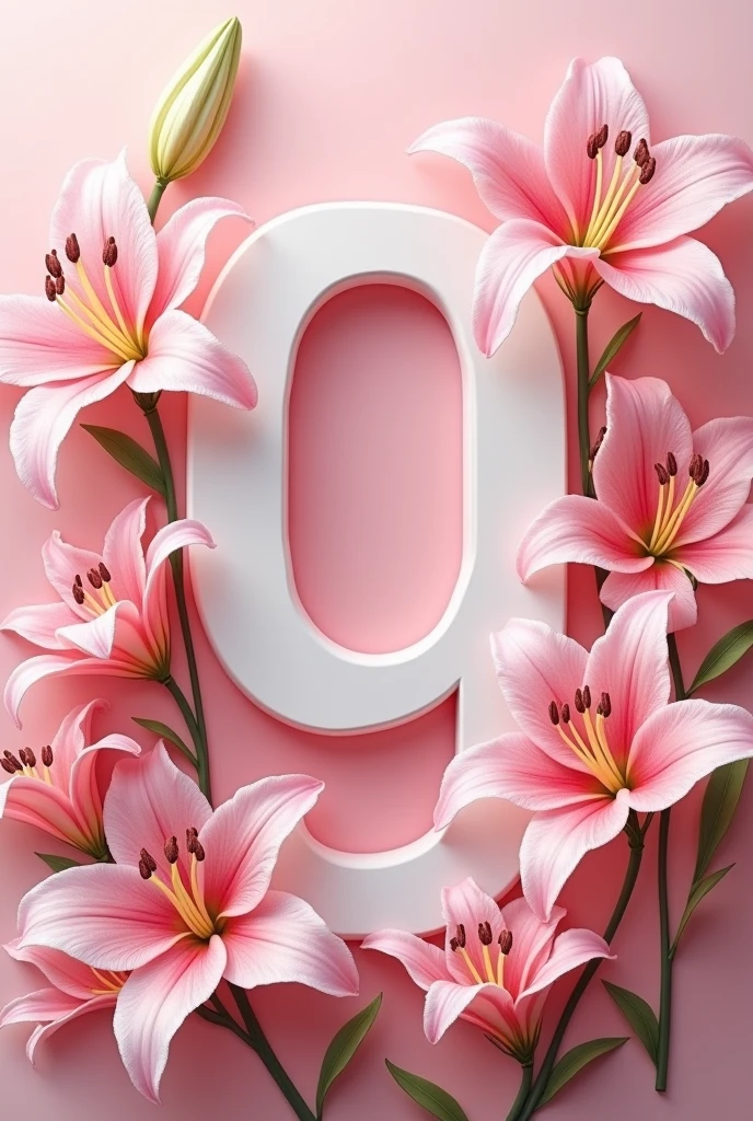 Make a letter G surrounded by pink lily flowers