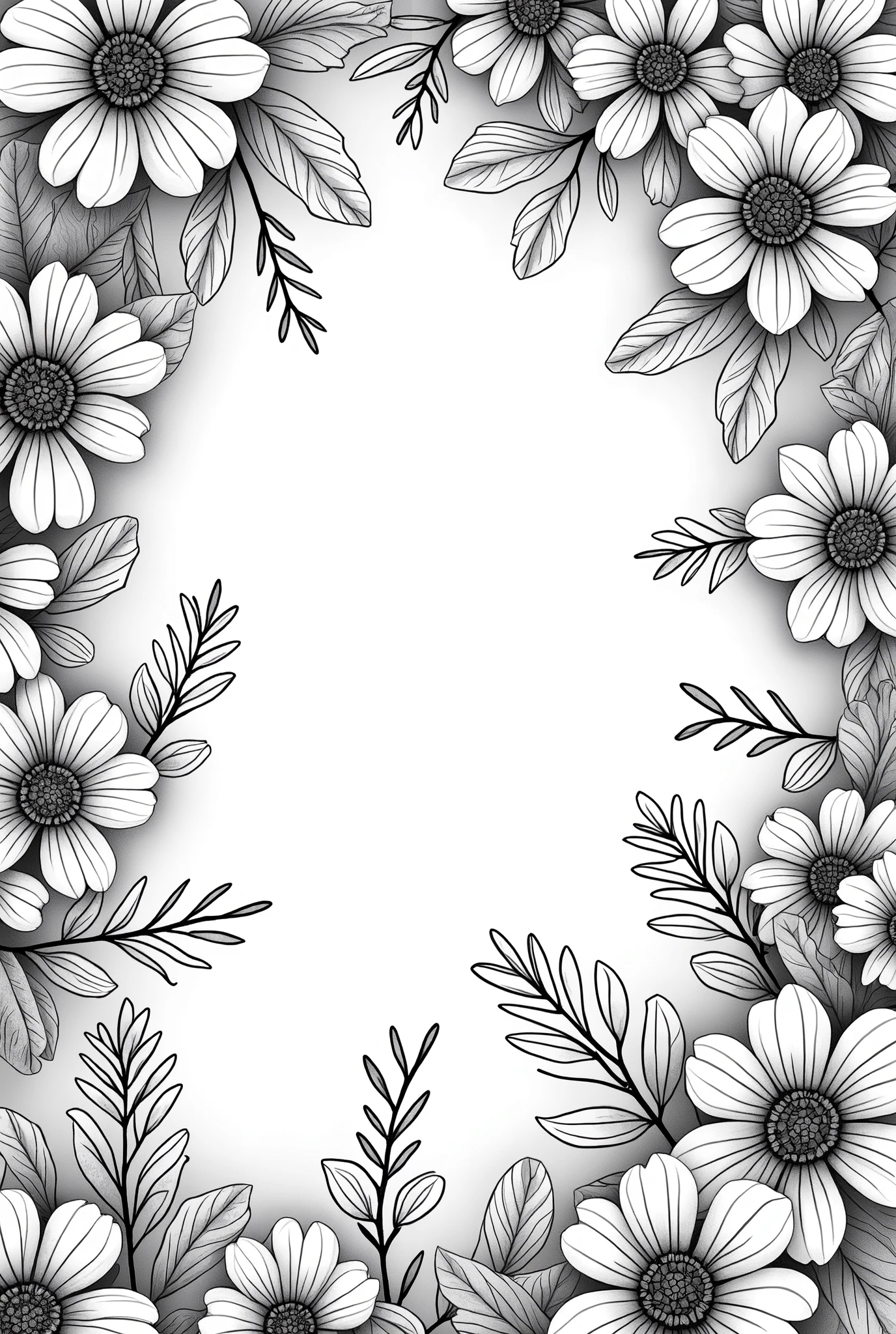 Coloring book Black and White Floral whole