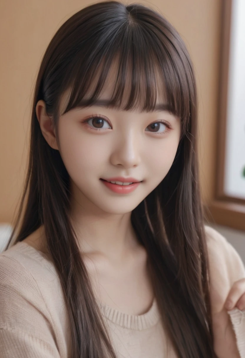 (Masterpiece, BestQuality:1.2), (hyperrealistic:1.1), (8k,Photorealistic), (superrealistic:1.4),little-girl taking a selfie,japanese,teen,(naked and her nipples are visible),(she is holding a smartphone in one hand and taking a selfie), She is smiling brightly and posing happily,The background is the girl's room.BREAK (beautiful detailed teeth, eyes with large brown irises, blunt bangs,small mouth, fresh lips,nose blush),shiny skin,