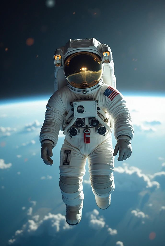 
(wide lens effect), (outer space), , extravehicular activity, EVA, weightlessness, zero gravity, spacewalk, 
(Cute Japanese girl , , bubble helmet

(dramatic lighting), cinematic lighting, full body, 