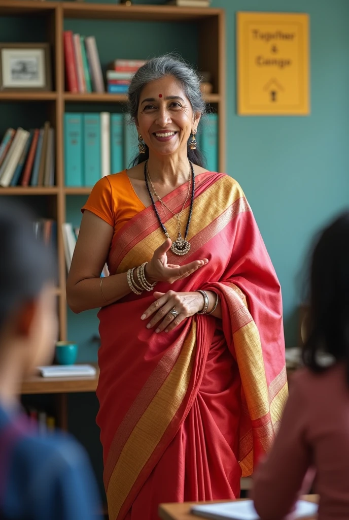a teacher in saree