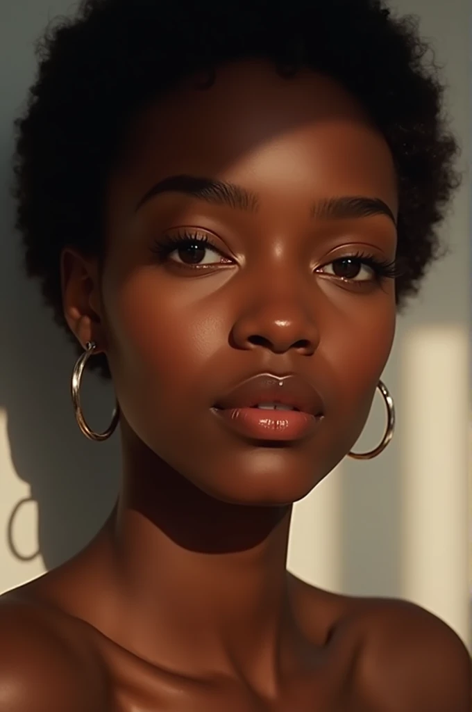 créer moi UNE femme noir yeux marron face .