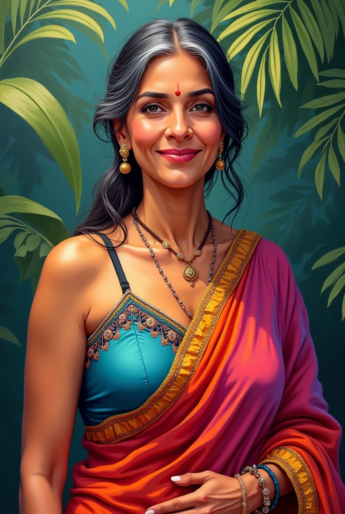indian aunty wearing bra