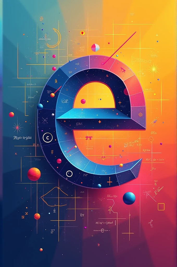 Create an image for a colorful and eye-catching poster about the math number E