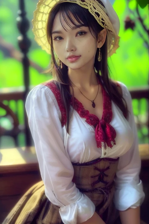 Turkish actress girl, (20 years old), in the village, summer, skirt, attractive expression, (above view), (face and eyes details), (masterpiece, best quality, highly detailed), (lifelike, natural, naturalistic, photographic, realistic)