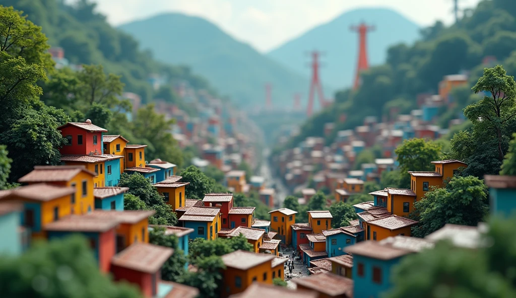 MINIATURE STYLE BACKGROUND FOR YOUTUBE OF A FAVELA BEHIND TECHNOLOGY AND INNOVATION IN BRAZIL