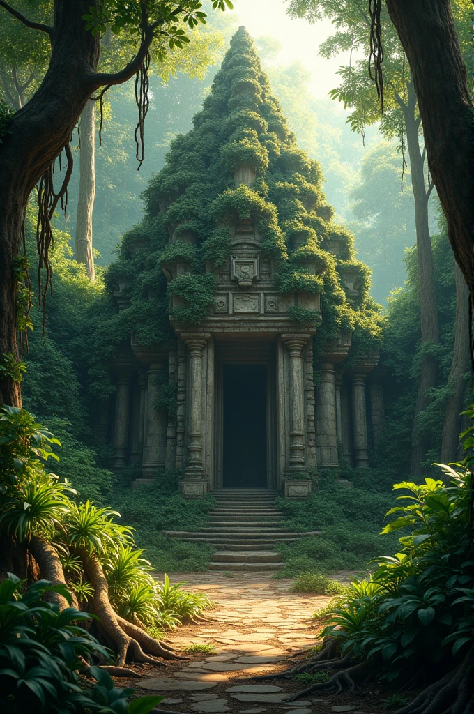 Old temple image in the dense jungle