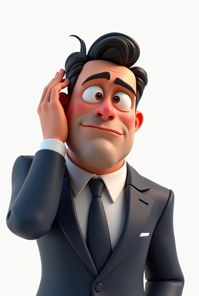 a disney pixar 3d cartoon of a businessman in portrait mode desperate with his hand on his head, Sem saber o que fazer. white background