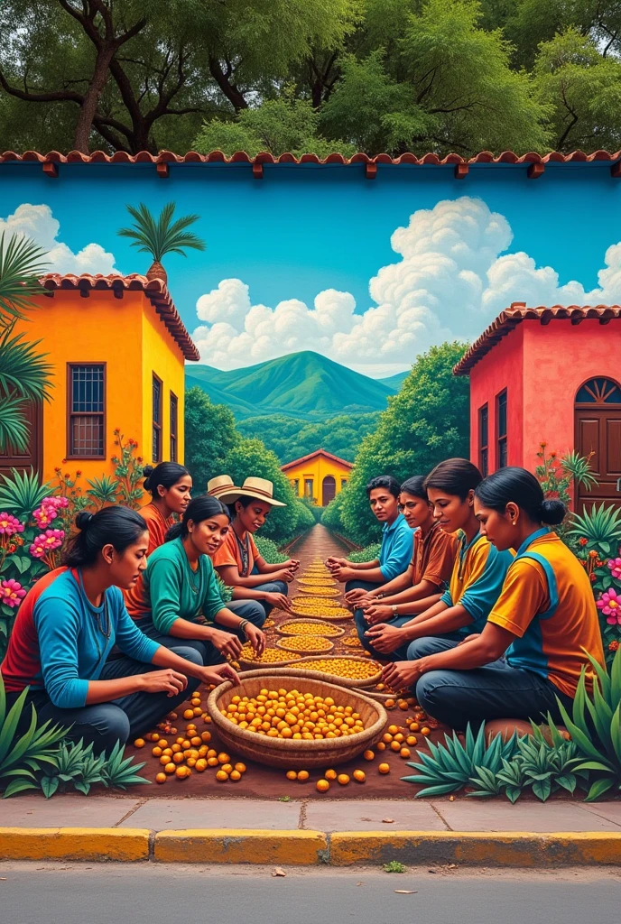 Mural that outlines cooperativism in Mexico uvuntu community work being a cooperativist