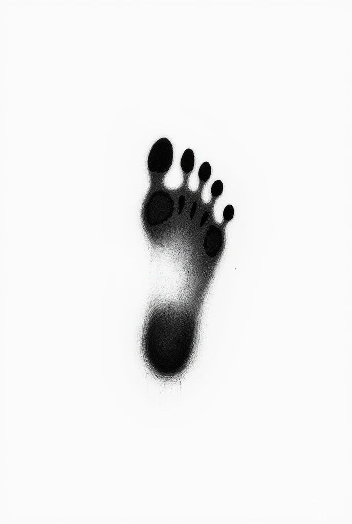 Minimalist spider monkey footprint drawing (in black and white)