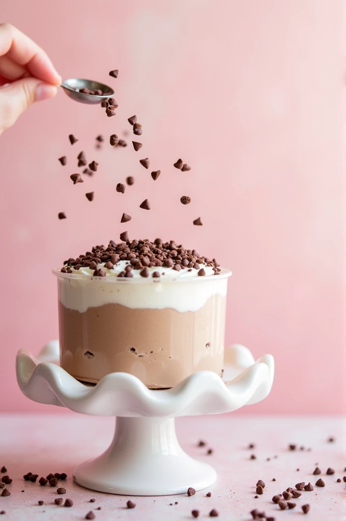 Make a background. With chocolate sprinkles