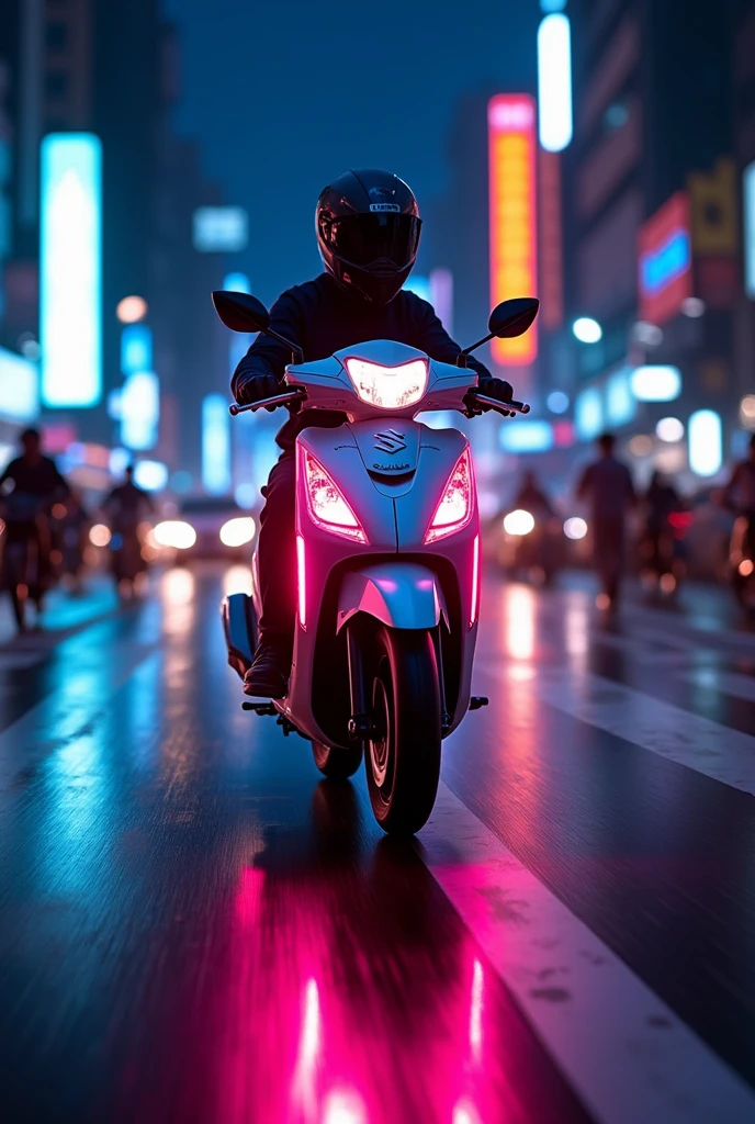 suzuki access 125 india version neon light at night at road