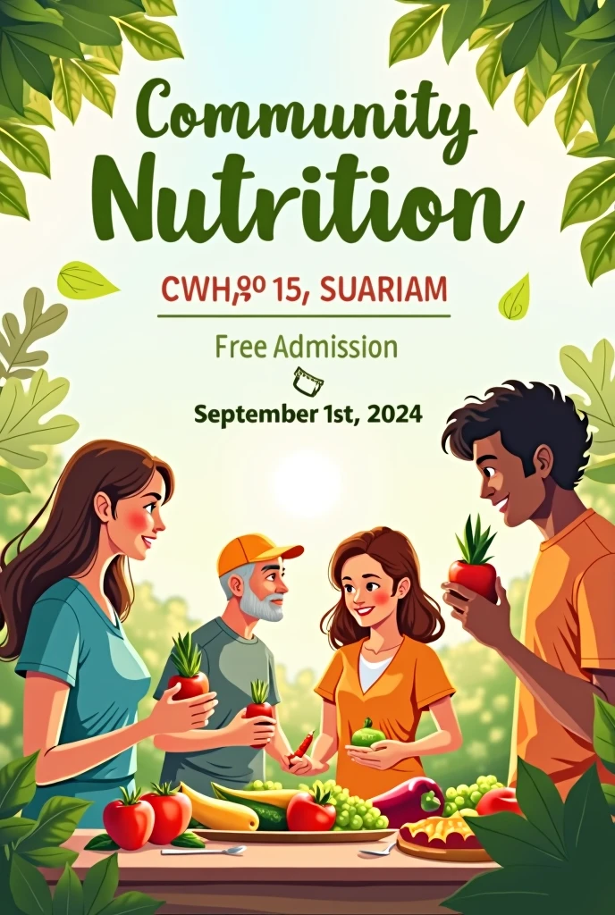 Create a poster image , with the title of " nutrition" , with some referral images and write that the session would be free of cost and it would be held on 1st September, 2024 on Sunday