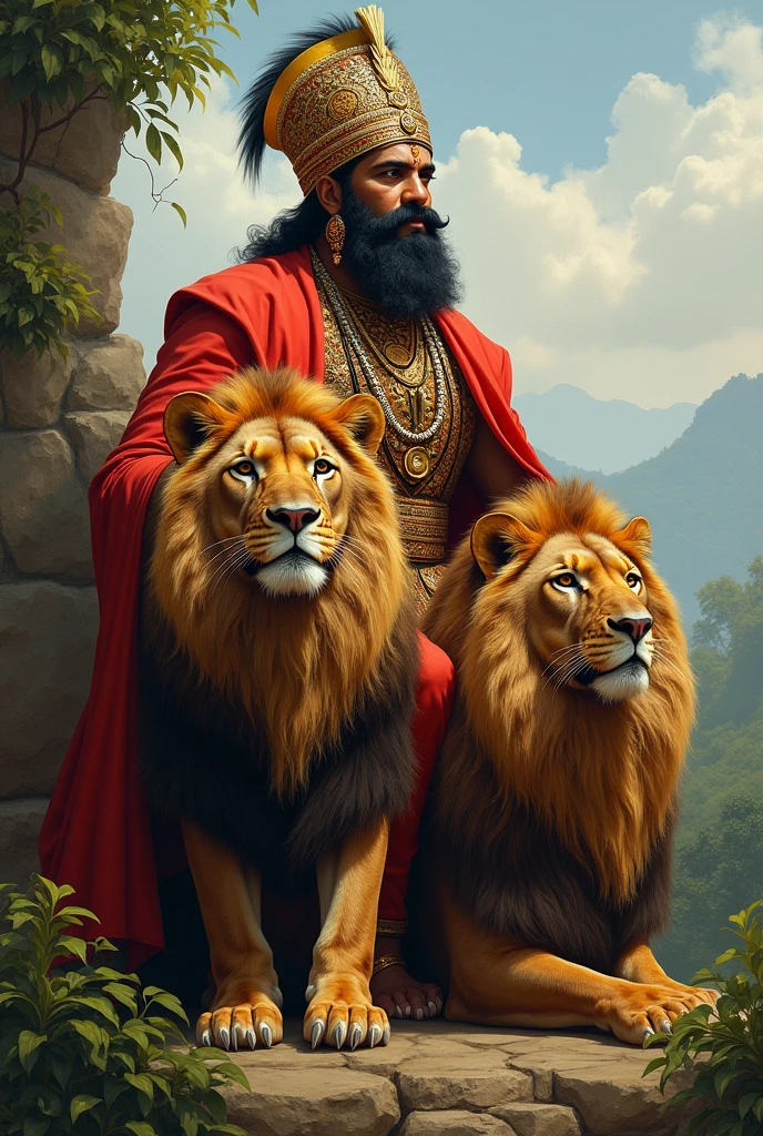 Chatrapati shivaji maharaj sitting in lion