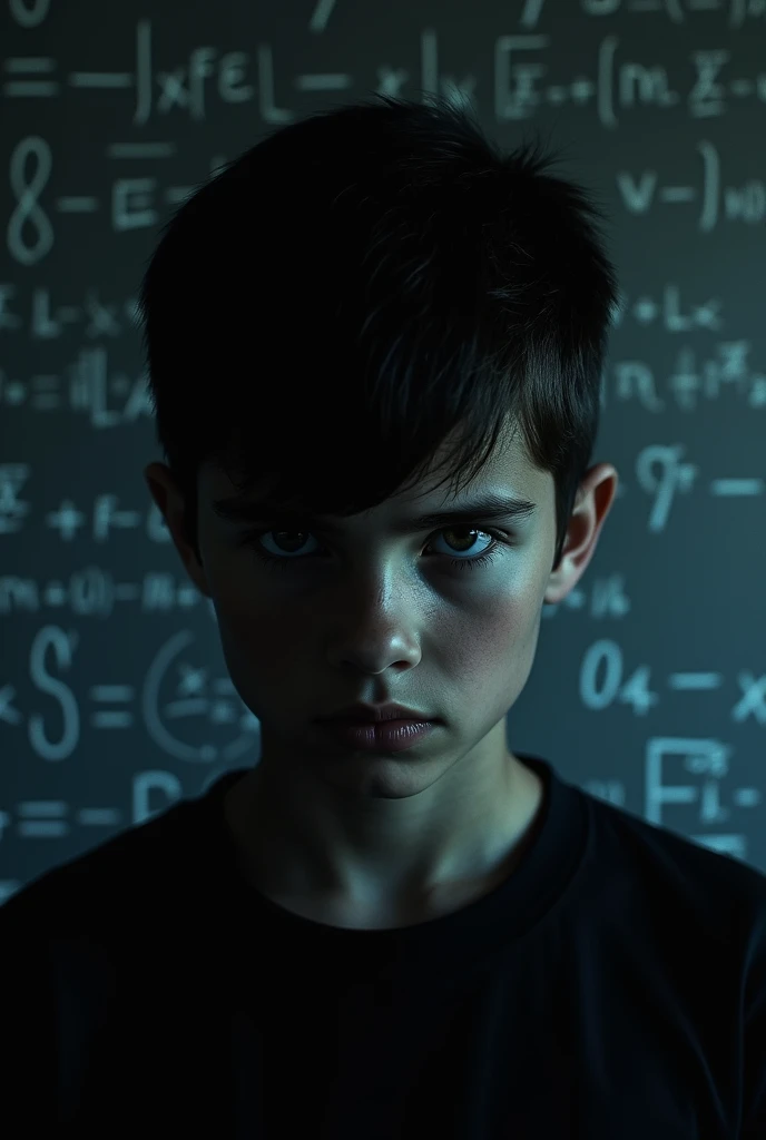 A profile pic for Instagram for boys background math equations realistic with boys face full black like shadow