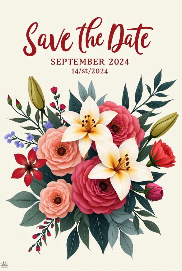 save the date - 14/Set/2024 - with flowers 