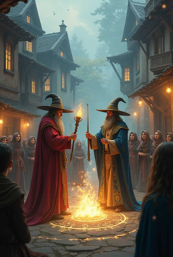 The villagers accepted the challenge and arranged a contest between the two magicians.