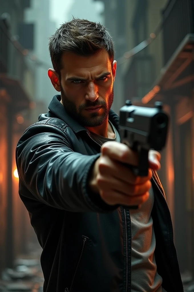A handsome
charecter with gun