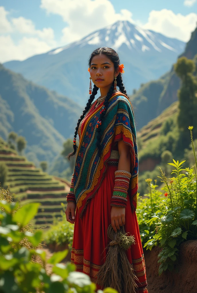 Young indigenous woman farmer from Peru, Current era