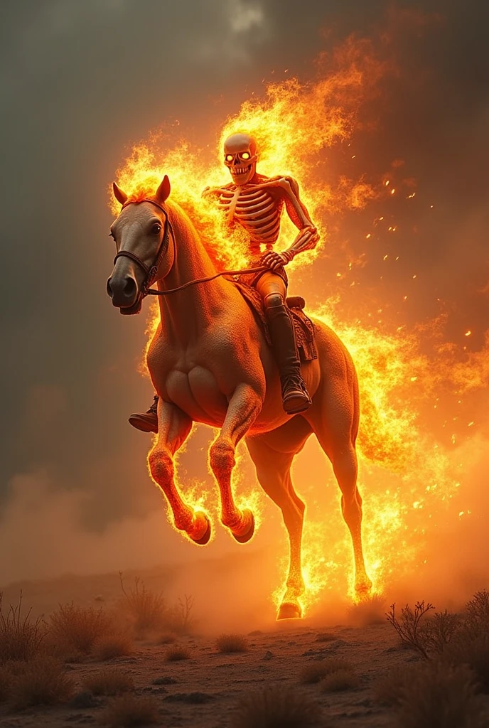 Ghost Rider riding a cowboy-style fire horse
