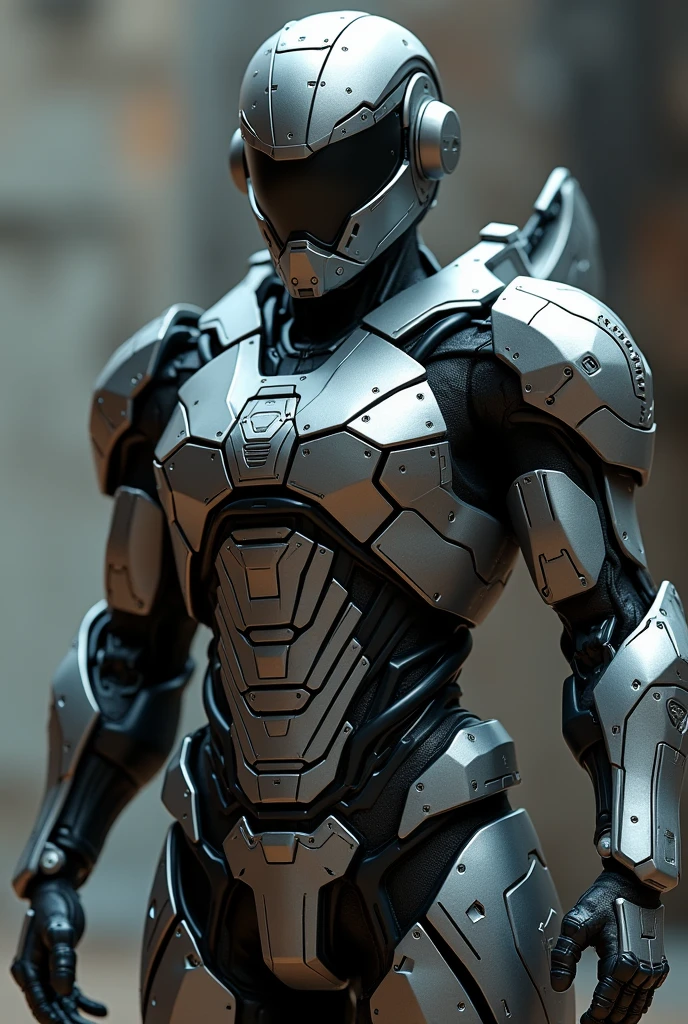 a highly detailed armor suit, complex mechanical armor, detailed metal armor, gleaming steel armor, intricate armor plates, complex articulated joints, sophisticated machinery, futuristic battle armor, minimal skin exposure, fully enclosed design, seamless integration of components, industrial aesthetic, muted color palette, subdued tones, matte finish, photorealistic rendering, cinematic lighting, dramatic shadows, high-contrast details, masterpiece