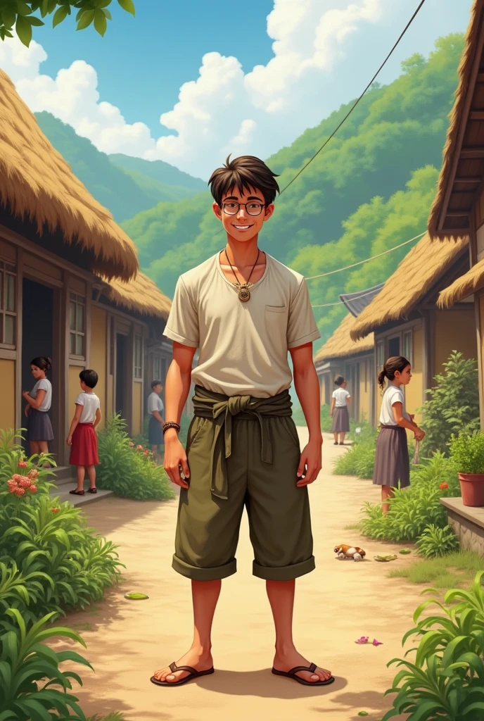 Young man In village 