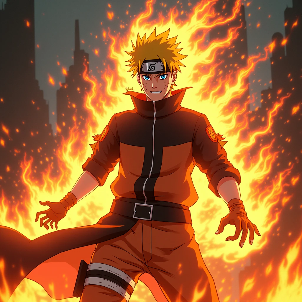 Get ready for a visual feast with Naruto uzumaki, glowing Yellow hair, a being with a handsome face and piercing blue eyes. In his transformed state, he radiates extreme instinct and power, making for an epic anime about this energy man. Watch as he controls fire and lava in stunning anime artwork that will leave you in awe. This concept art is straight out of the Bleach Universe, with a manga-style 8k wallpaper that will transport you to another dimension. Prepare to be amazed by this detailed digital anime art, showcasing the ultimate fusion of style and power.