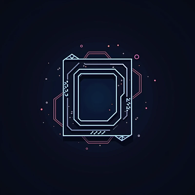 Create a simple, outline-only logo featuring a futuristic, anime-style CPU inspired by the AMD AM5 socket. The design should have clean, sharp edges with no colors, shadows, or gradients—just a clear outline. Exclude any text or branding. Ensure the design is centered within the image and fully contained