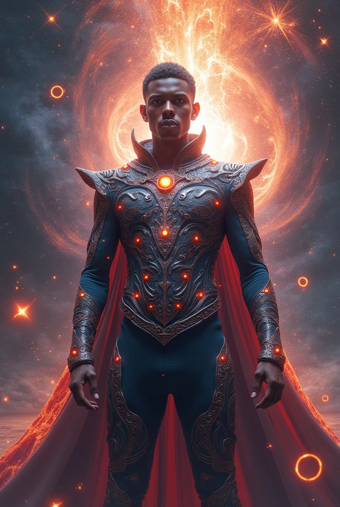 A man in a supernova-inspired outfit