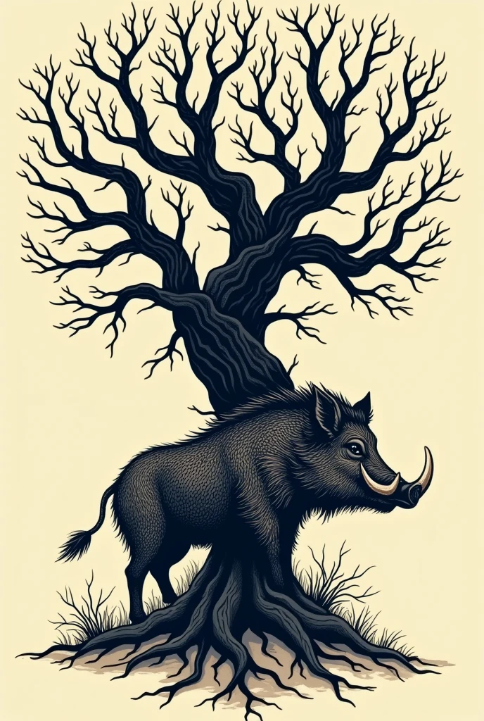 Tattoo tree bach sper wild boar
