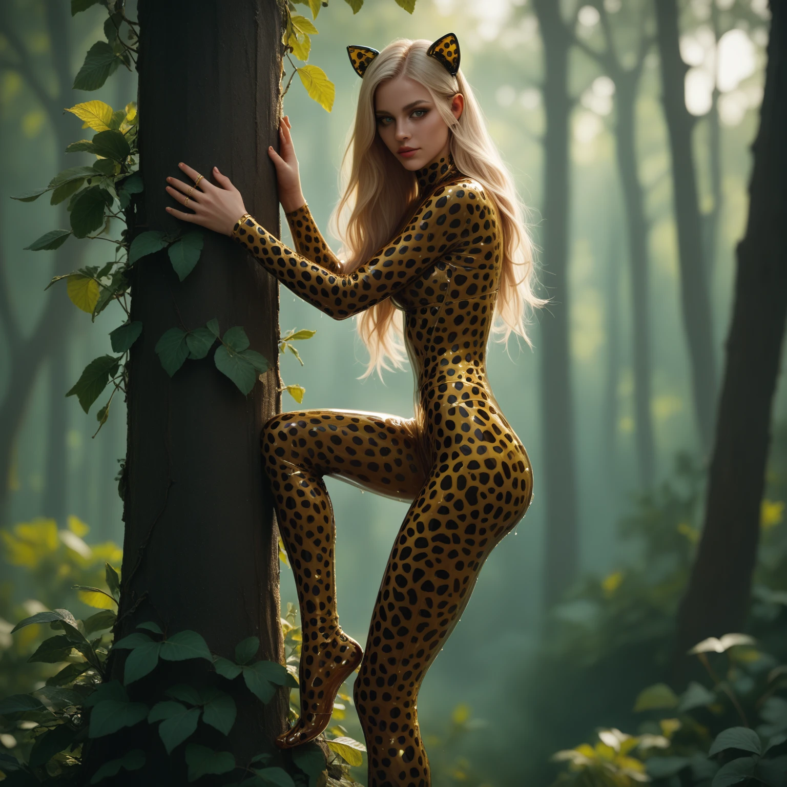 translucent plastic jumpsuit and white yellow gold iron latex bikini