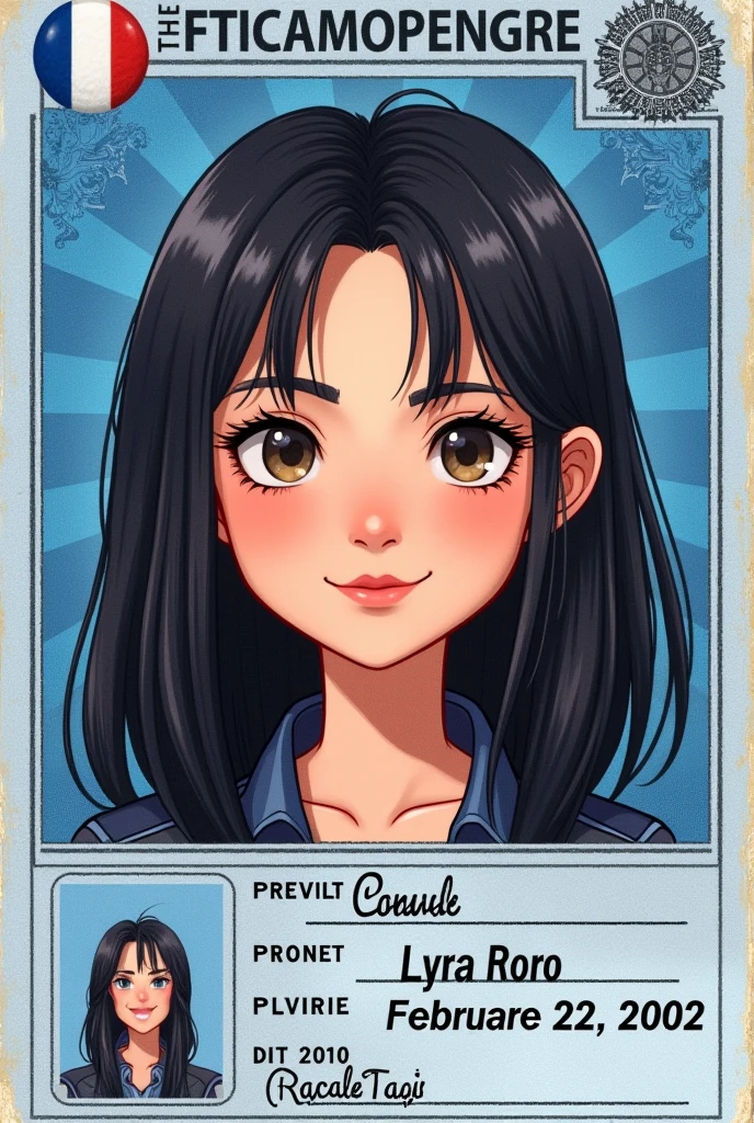 fais moi une carte d'identité francaise avec comme prénom lyra, nom roro, comme date de naissance 22/02/2002