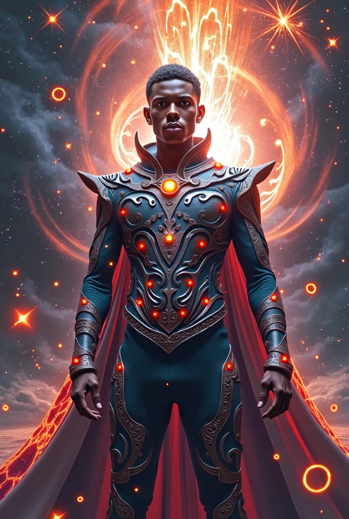 A man in a supernova-inspired outfit