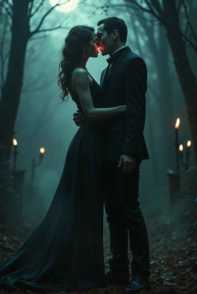 A person turning into a vampire