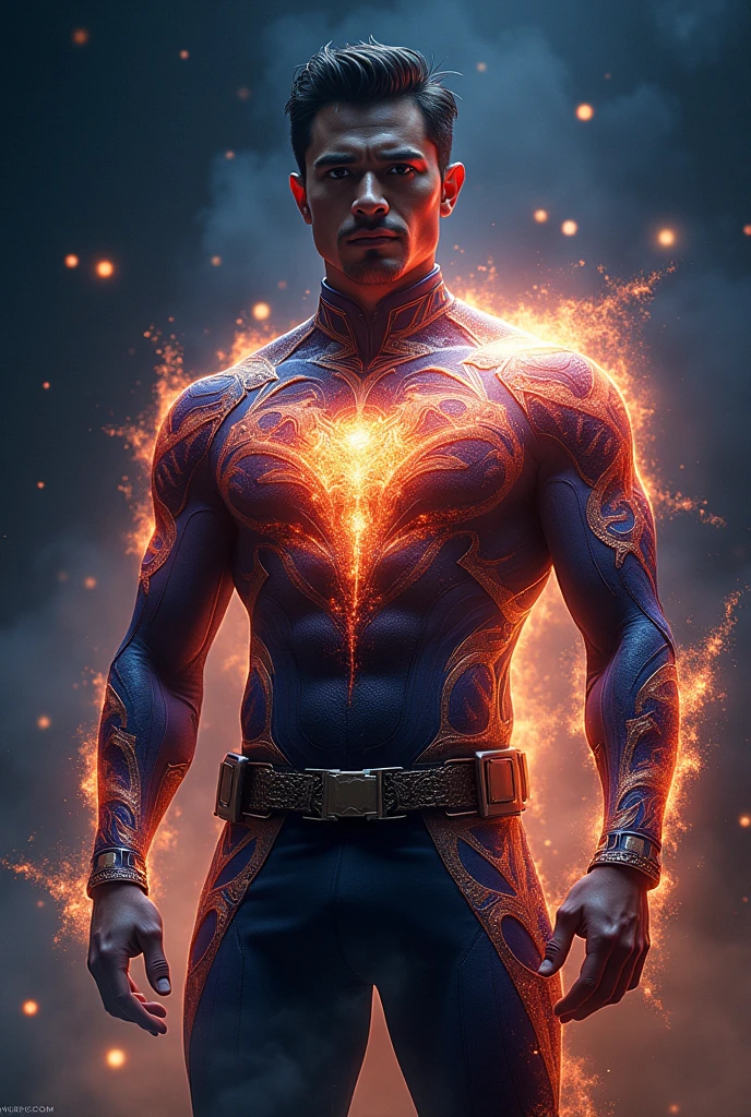 A man in a supernova-inspired outfit, a little simple
