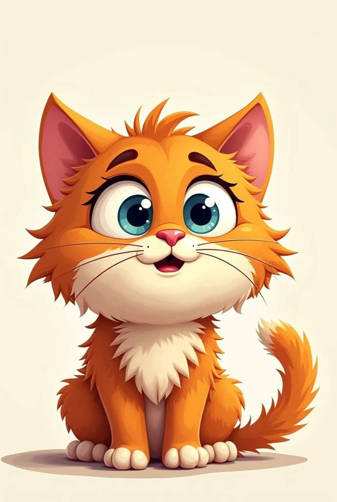 Shaggy cartoon cat with wide eyes