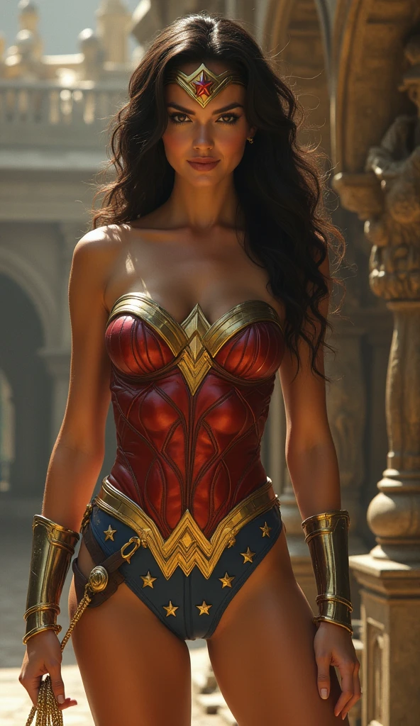 Wonder woman tired up naked with her golden lasso
