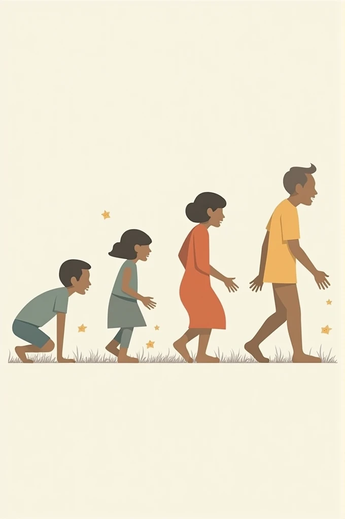 Using basic and simple shapes, with the fundamental elements of the syntax of visual language, illustrate the set: birth, growth, maturation and aging