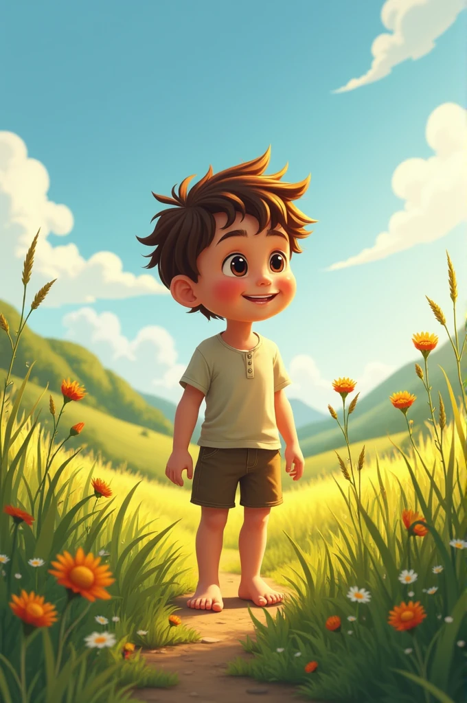 Barefoot boy in the sun
