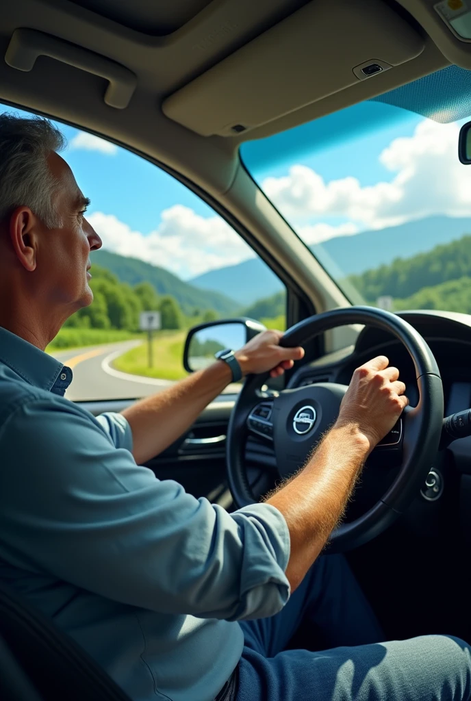 A man in a car