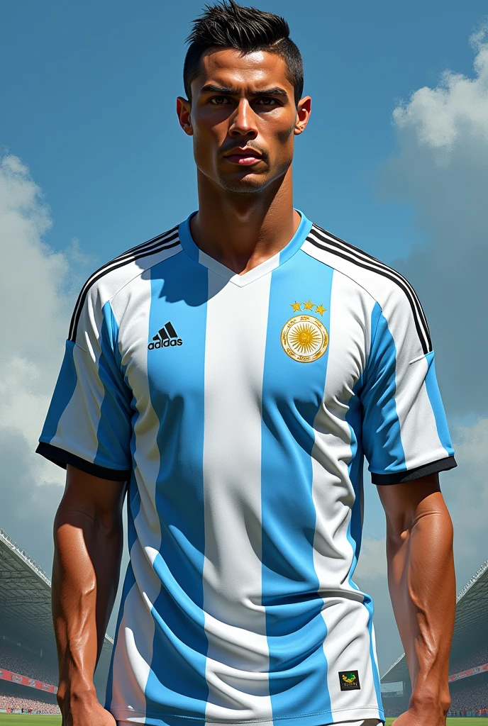 Ronaldo with argentina jerseys