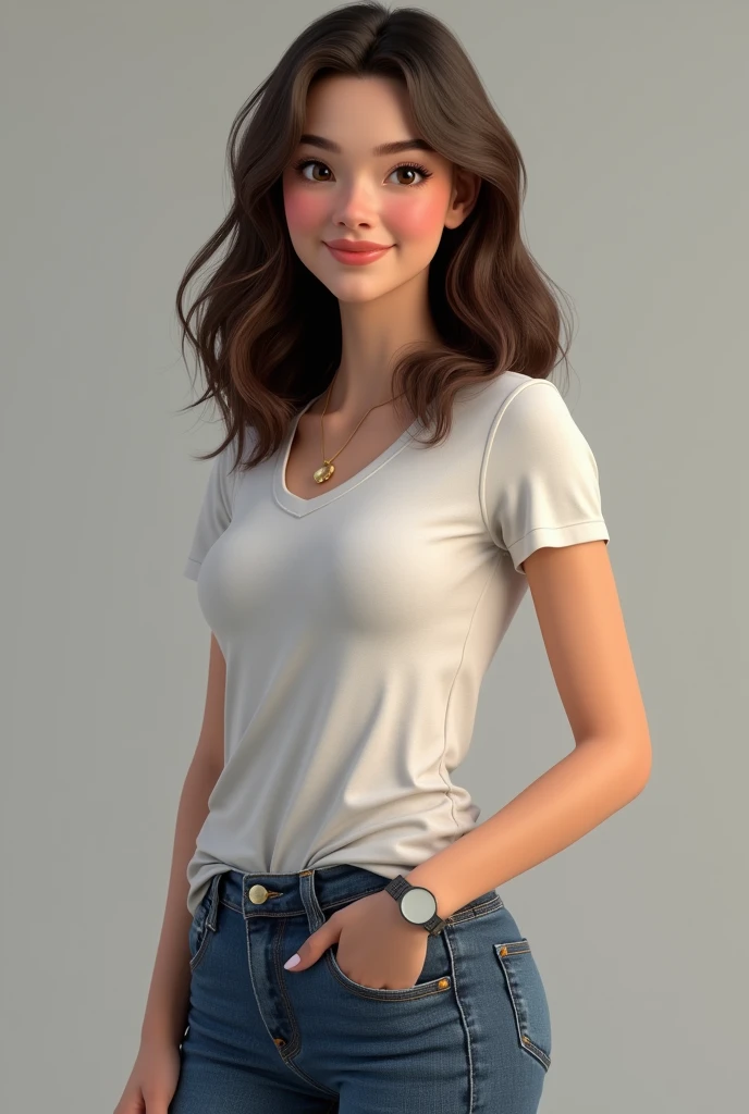 An American female character in her 20s full body realistic