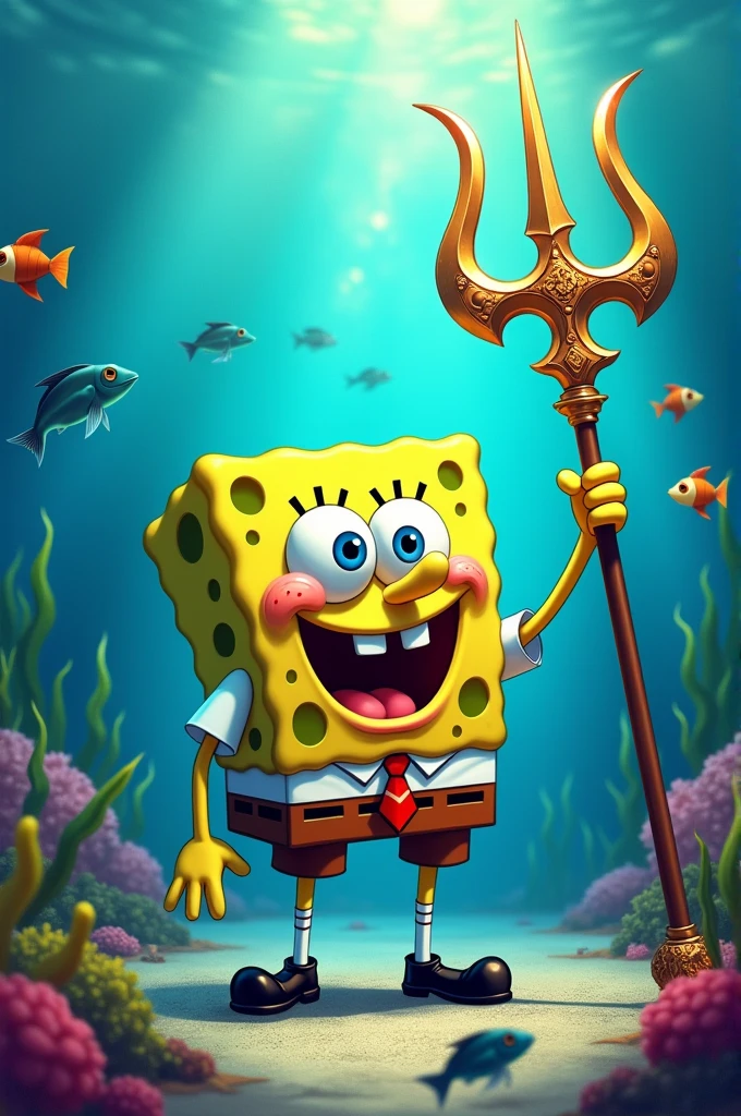 Sponge Bob with a trident 