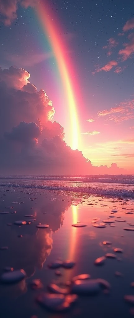 (masterpiece:1.2,Superior Quality,mirror-like,Cinematic Experience),8k,wallpaper,(Taken from space:2.0),stratosphere,(rainbow:2.0),beautiful photo,(dynamic:2.0)、16K, Ultra-high resolution, Ultra-high resolution, to be born,wonderful ,future、rainbow色の、The world 30 years from now