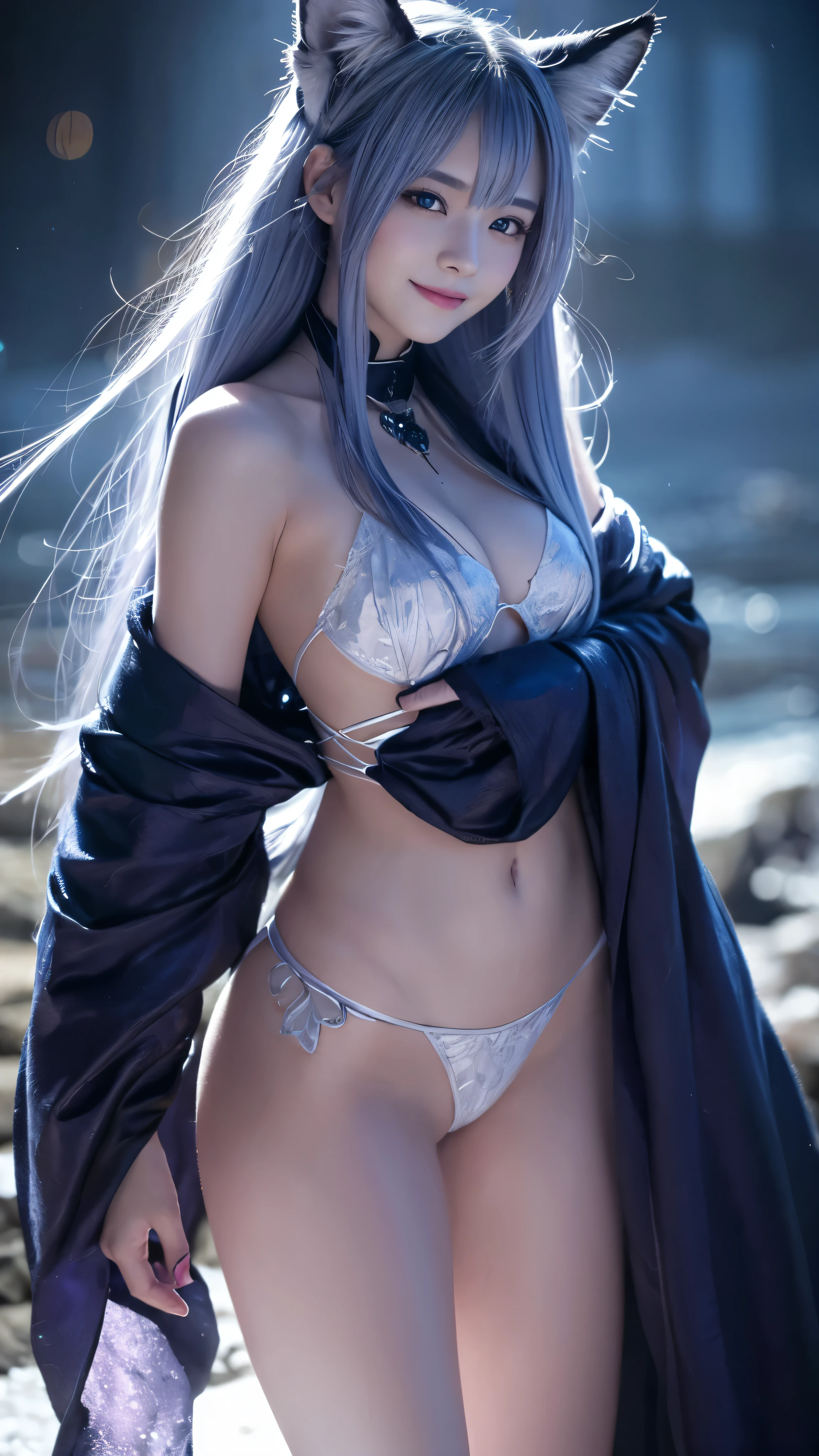 1 girl, solo, (nsfw), cute redhead 18-year-old girl in twin tails, ((perfect female body)) multiple (rainbow colored hair: 1.2), (beautiful detailed blue eyes: 1.6), (photo realistic eyes: 1.6), happy, Ukrainian, (petite body), ((small hips)), pale white skin, wearing a ((sheer)) ((see through)) (pantyhose playboy bunny) outfit, ((sheer)) ((see through)), (partial nudity), (camel toe), frilly edges, frilly, shiny oily pantyhose, post apocalyptic background, bleak barren desert, very dark cloud covered sky, photo realistic.